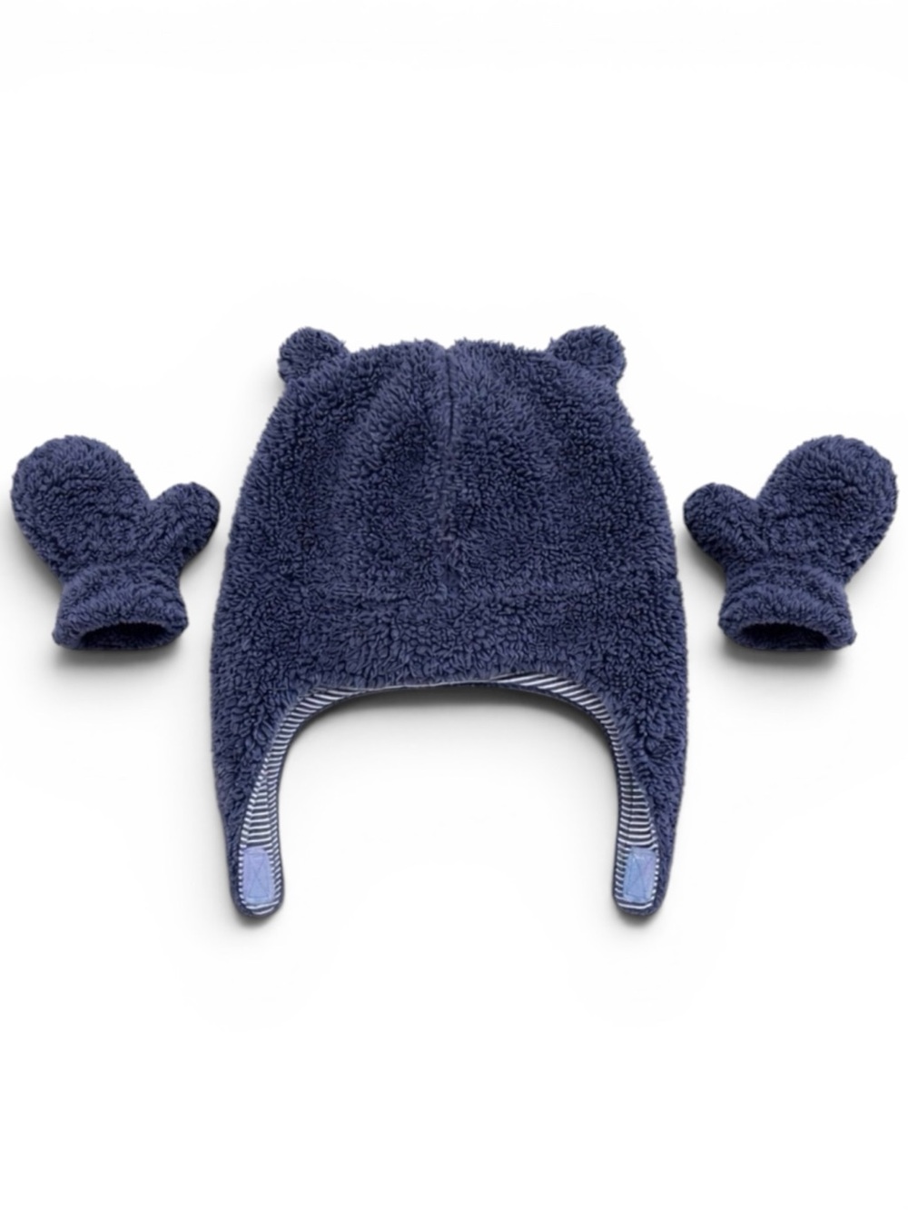 Carters Baby Bear Fleece 3-pc Hat/Mittens Set 12-18M Navy Blue